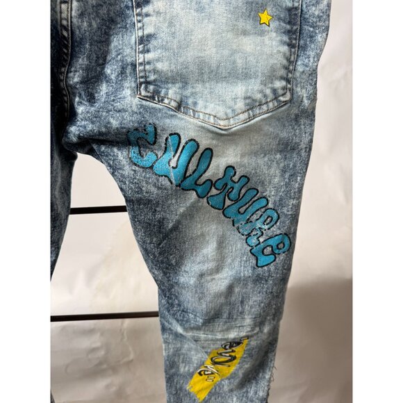FWRD Denim Distressed Mens Graffiti Jeans Size 42 With Colorful Graphic Details - Picture 15 of 16